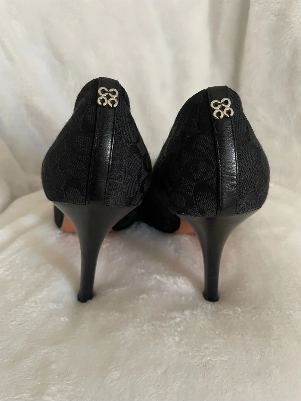 Coach Black Signature Pointed Toe Heels